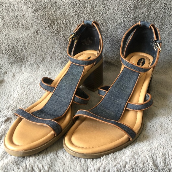 Comfy fall Dr. Scholl’s denim heels 🍂👡 - Picture 1 of 5